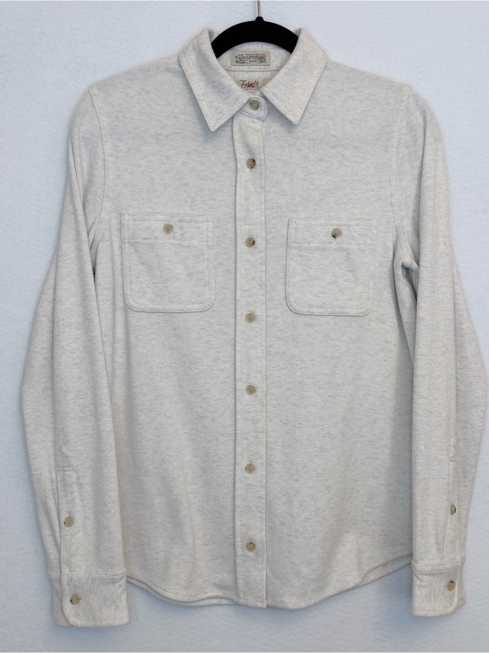 SOLD - Faherty Legend Sweater Shirt Women’s Small Off White Stretch Shacket - Picture 2 of 8